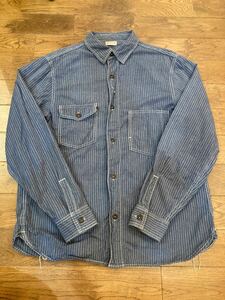 【美品】FREEWHEELERS ワークシャツ　サイズ16 メンズ　フリーホイーラーズ　 シャンブレー　ストライプ　UNION SPECIAL WORK SHIRT