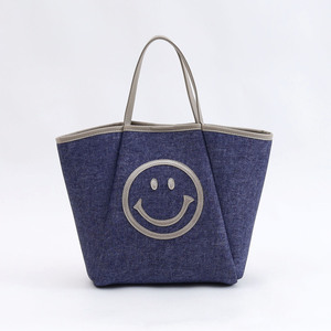 ☆ ネイビー ☆ COOCO SMILEY ダイバー素材トートバッグ cooco クーコ バッグ ニコちゃん レディース トートバッグ トートバック トート