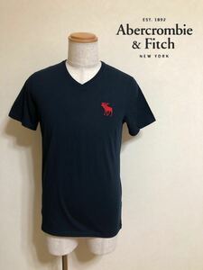 【新品】 Abercrombie & Fitch アバクロンビー&フィッチ ビッグ アイコン Vネック Tシャツ サイズS 半袖 175/92A ネイビー 626459972