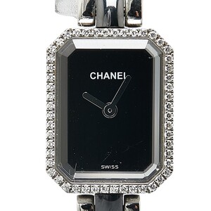 シャネル プルミエール ダイヤベゼル 腕時計 H2163 クオーツ ブラック文字盤 ステンレススチール レディース CHANEL 【中古】