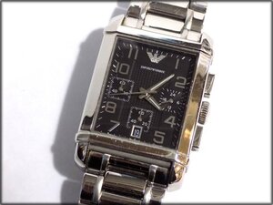 動作品/電池交換済 EMPORIO ARMANI/エンポリオアルマーニ AR-0334 メンズ腕時計 クォーツ クロノグラフ ブラック文字盤