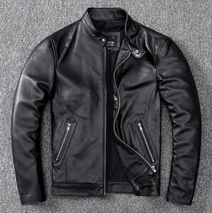 レザージャケット 上品　本革 牛革　ライダースジャケット メンズファッション バイクジャケット 　革ジャン S～5XL