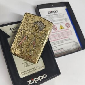 1円 ワンピース Monkey D. Luffy 鎧の殻 Zippo 真鍮製 ライター ジッポー 立体感 重量感 オイルライター 新品 喫煙グッズ ゴールド