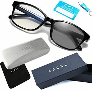 [LACCL] ラクル ブルーライトカット サングラス 調光メガネ 3イン1 軽量 伊達眼鏡 メンズ 度なし U