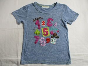 BD826【We Love The Earth・ウィ・ラブ・ジ・アース】ワッペン付き　半袖　Ｔシャツ　訳有　女児　淡青　130