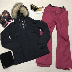 ROXY◆2021年1月購入◆ゴーグル等6点セット◆ジャケット パンツ 上下 ゴーグル グローブ Mサイズ レディース スノーボード スノボウェア