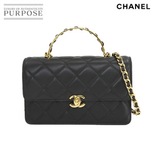 未使用 展示品 シャネル CHANEL マトラッセ 2way ハンド チェーン ショルダー バッグ レザー ブラック ゴールド 金具 90230307