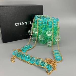 CHANEL (シャネル) ヴィンテージ クリスタル ビーズ ロングチェーン ショルダーバッグ