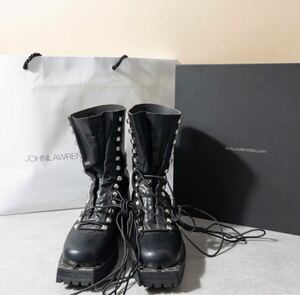  JOHN LAWRENCE SULLIVAN コンバットブーツ UK7 26.0〜26.5 ロングブーツ ブラック レースアップ 黒 レザー BOOTS 厚底