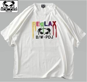 大きいサイズ2024年春夏物新作(5L)定価10,890円[パンディエスタ BW-PDJ RELAX[KEEP OUT]半袖Tシャツ刺繍＆プリント ]554866K 送料185円 559