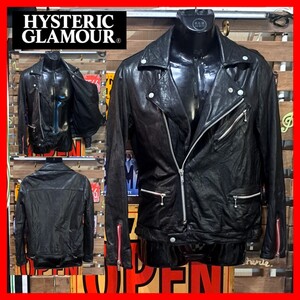 HYSTERIC GLAMOUR ヒステリックグラマー　ラムレザー　レッドライン　ダブルライダースジャケット　Ｍ　ブラック