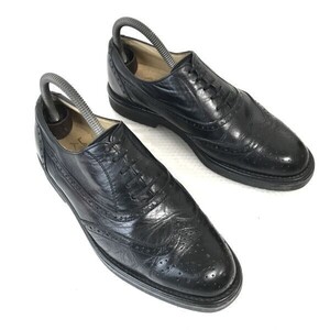 ビンテージ☆ランセル/LANCEL POLO CUP☆本革/フルブローグ/ウイングチップ【24.5/黒/BLACK】内羽根式/ビジネス/dress shoes◎bE-187