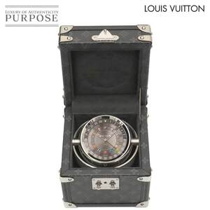 ルイヴィトン LOUIS VUITTON タンブール デュアル タイム テーブルクロック トランク Q1Q030 GMT クォーツ 置き時計 Tambour 90252422