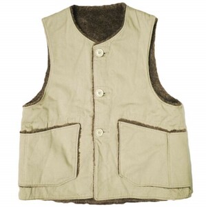 新品 Engineered Garments エンジニアードガーメンツ Over Vest ? Twill ツイル オーバーベスト S KHAKI/BROWN リバーシブル ボア g19291