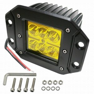 【新品即納】LED オフロードランプ 18W 12V/24V兼用 イエロー発光 1個 クロカン/ワークライト/テールランプ/車高灯/フォグランプ/フォグ