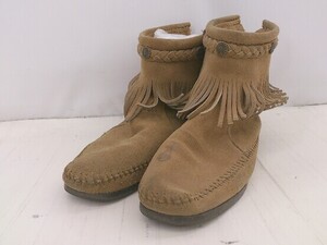 ◇ Minnetonka ミネトンカ フリンジ コンチョ 297T ショート モカシンブーツ サイズ7 キャメル レディース E