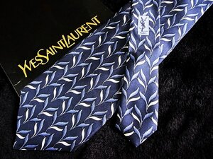 ♪今週の特売980円～♪1561♪良品【YSL】サンローラン【植物 葉っぱ 柄】ネクタイ♪