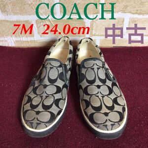 【売り切り!送料無料!】A-118 COACH!シグネチャー!スニーカー!レディーススニーカー!スリッポン!7M!24.0cm!中古!