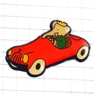 ピンバッジ・象ぞうのババール赤い車 BABAR◆フランス限定ピンズ◆レアなヴィンテージものピンバッチ