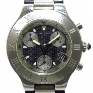 Cartier(カルティエ) 腕時計 クロノスカフLM W10125U2 メンズ SS/ラバーベルト/クロノグラフ 黒