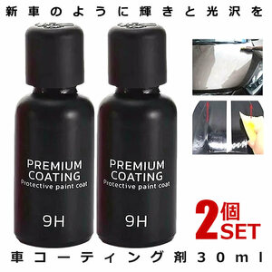 2個セット フィックスマックス2 車コーティング剤 液体セラミックコート 30ml 光沢 輝き ガラス硬化剤 スポンジ付 黄ばみ 自動車 BLACKFIX