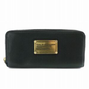 マークバイマークジェイコブス MARC by MARC JACOBS 長財布 レザー ラウンドファスナー ロゴプレート ゴールド金具 黒 ブラック