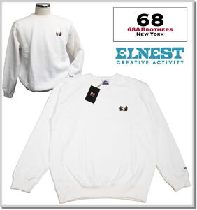 シックスティエイトアンドブラザーズ/68&BROTHERS x ELNEST "CHEERS" Crew Sweat 8051(WHITE)-M トレーナー カットソー