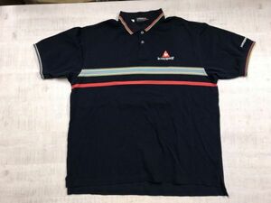 ルコックスポルティフ le coq sportif レトロ スポーツ サッカー テニス 古着 ボーダー装飾 半袖ポロシャツ メンズ コットン混合 LL 紺