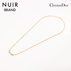 極美品 クリスチャンディオール Christian Dior CD ラインストーン ネックレス ゴールド WS10087