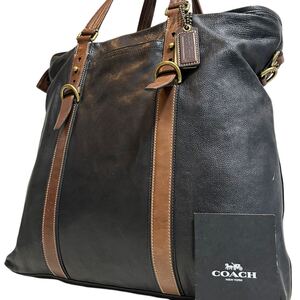 1円～【入手困難品】定価12万円 コーチ COACH トートバッグ ビジネスバッグ ブリーフケース A4 2way レザー メンズ レディース ブラック 黒