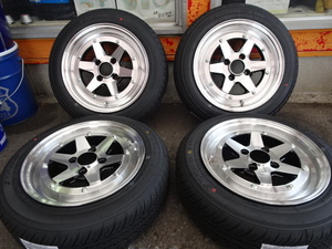 復刻版ロンシャンXR-4　６Ｊ-14　100/4Ｈ　ヨコハマ　155/65Ｒ14　新品セット　軽自動車