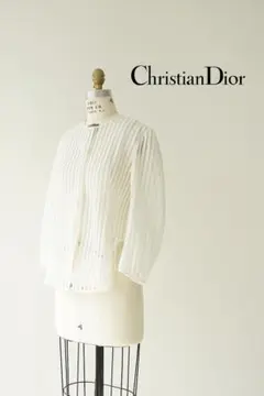 ChristianDior ディオール ノーカラーメッシュブルゾン カーディガン