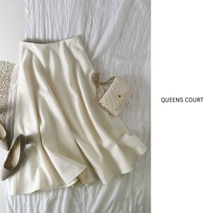 1.6万☆超美品☆クイーンズコート QUEENS COURT☆洗える メルトンロングサーキュラースカート 1サイズ☆A-O 0210