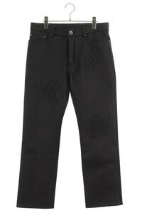 クロムハーツ ロングパンツ JEAN STRTLG LTHR サイズ:32インチ クロスパッチ付きレザーロングパンツ 中古 SJ02