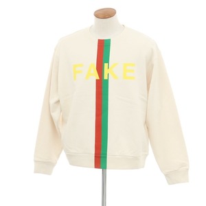 【中古】グッチ GUCCI コットン クルーネック スウェット ベージュ【サイズM】