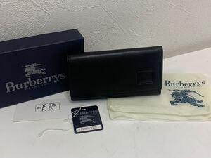 Burberrys バーバリーズ 3連キーケース 型押しロゴ レザー ブラック ゴールド金具 ノバチェック 箱付