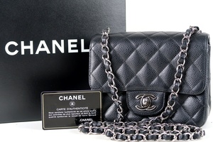 【超美品】CHANEL シャネル キャビアスキン マトラッセ チェーンショルダーバッグ ココマーク ブラック【JP80】