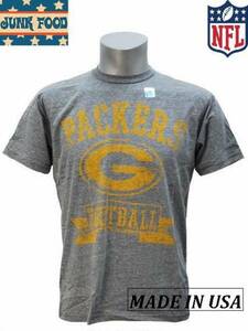 【Made In USA】JunkFoodxNFL レトロT US M灰 GREENBAY PACKERS