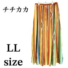 【チチカカ】新品　ロングフレアスカート　エスニック　カラフル　ネイティブ　LL