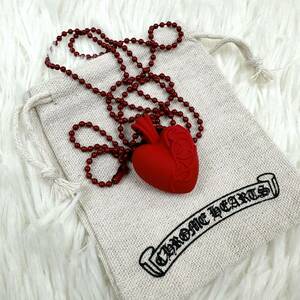 1円 CHROME HEARTS クロムハーツ CHハート ペンダントネックレス ボールチェーン シリコン ラバー ブラック 赤 レッド アクセサリー 
