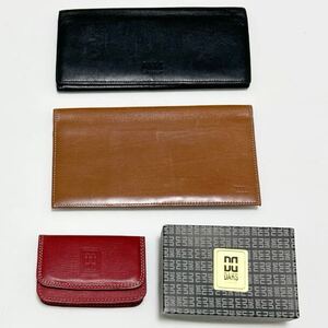 ◆DAKS ダックス　3点セット 箱付き-新品あり◆　コインケース＆長財布 小銭入れ無×2　本革　レッド×ブラック×キャメル 【USED】0610