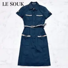 ■LE SOUK 半袖ワンピース ブラウスワンピース ベルト 36