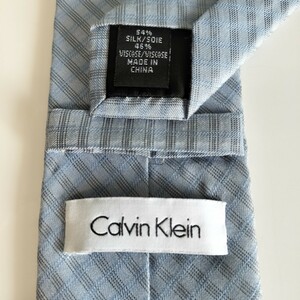 カルバンクライン（Calvin Klein)水色マイクロチェックネクタイ