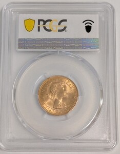 高鑑定品 発行初年 1957年 イギリス ヤングヤング エリザベス ソブリン PCGS MS65 金貨 アンティークコイン 