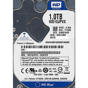 【中古】WesternDigital ノート用HDD 2.5inch WD10JPVX 1TB 9000～10000時間以内 [管理:1050021824]