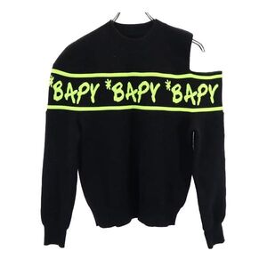 ベイピーバイアベイシングエイプ 長袖 アシンメトリー ニット XS ブラック BAPY BY A BATHING APE オープンショルダー レディース