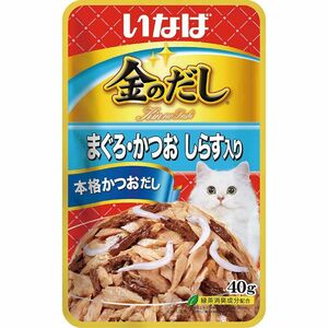 （まとめ買い）いなばペットフード 金のだしパウチ まぐろ・かつお しらす入り 40g 猫用フード 〔×48〕