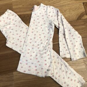 プチバトー PETIT BATEAU 人気 セットアップ パジャマ 6ans 116cm ミラレ×フラワー柄 女の子 110cm 120cm ルームウェア 着心地抜群♪ 美品