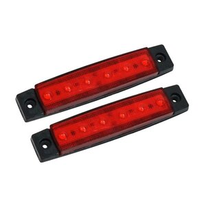 24V LED 6発 サイドマーカー 赤 レッド 2個 フラット 角型 9mm 薄型マーカー トラック 車高灯 車幅灯 路肩灯 ワークライト デイライト