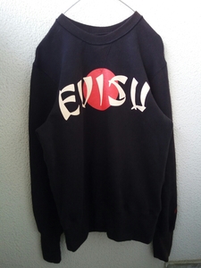 即決☆送料無料☆エヴィス☆スウェット☆トレーナー☆36☆ブラック☆黒☆メンズ☆EVISU☆プリント入り☆トップス☆京東・阪大☆エビス☆